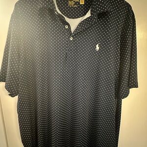 Polo by Ralph Lauren Navy and White Polka Dot Shirt